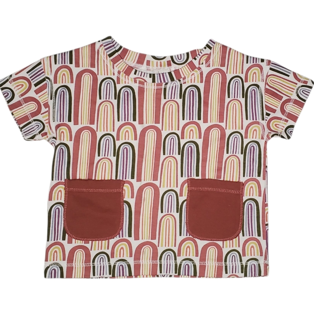 Kate Quinn Organics Shirt Short-sleeve Geometric Rainbow Baby 6-12 Months